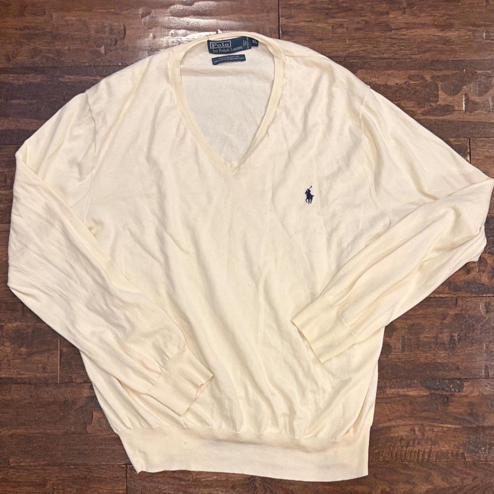Polo by Ralph Lauren Light Cream V-Neck Sweater